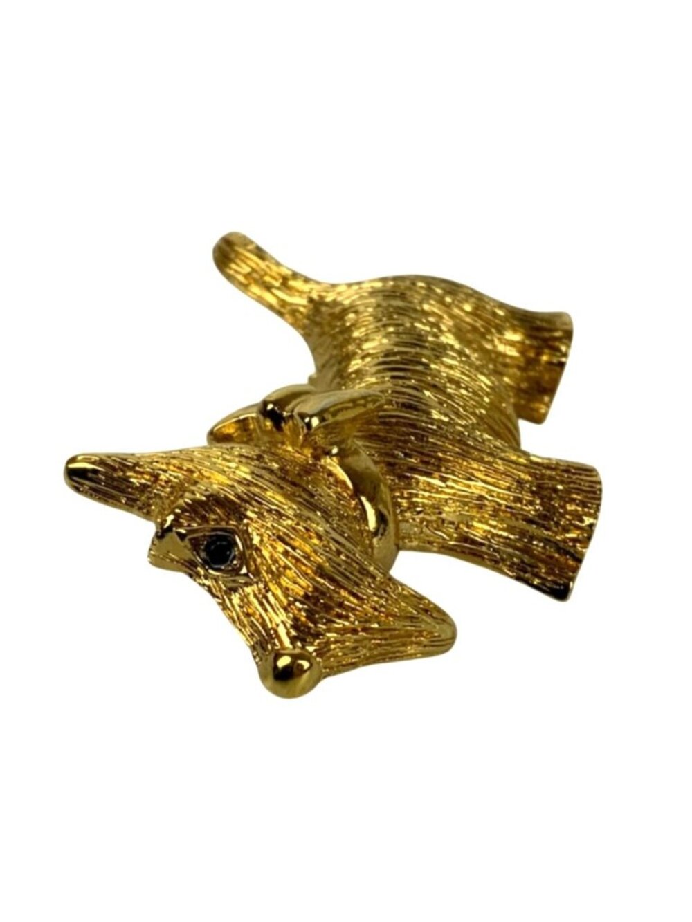 Scottie Dog with Bow Tie Brushed Gold-Tone Small Figural Brooch Pin - Picture 5 of 6
